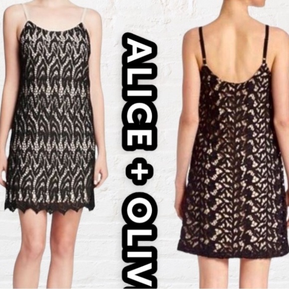 Alice + Olivia Dresses & Skirts - Alice + Olivia Emmie Lace Slip Dress Lace-overlay With Nude Underlay M